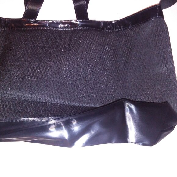 Victoria Secret Tote Bag Black Mesh Gym Bag Zip Closure Shoulder Bag 17x12 New - Picture 8 of 10